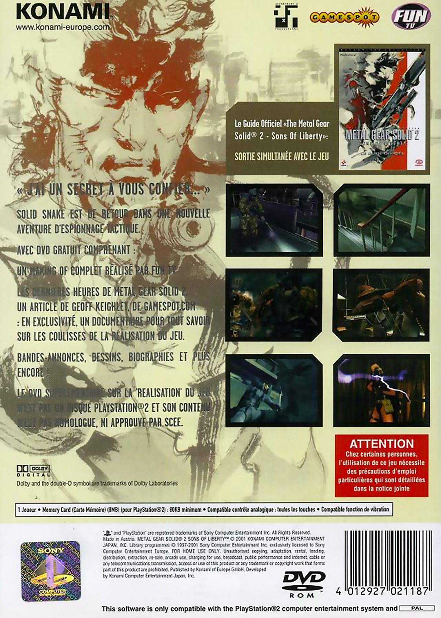Metal Gear Solid 2 : Sons of Liberty (PS2) - Gaming Zone [@] JeanWich.com